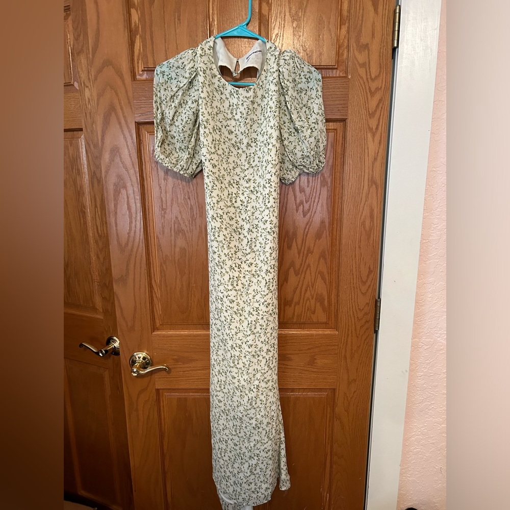 Reformation Mint Green Floral midi Dress